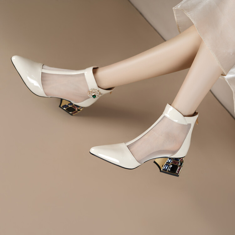 20240312773918049_750.jpg Patent Leather Pointed Toe High Heel Chunky Heel Sandal Boots