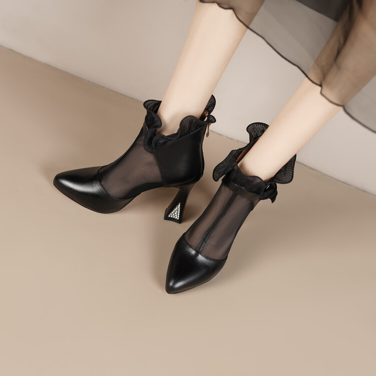 Women's Pointed Toe Chunky Heel Sandal Boots