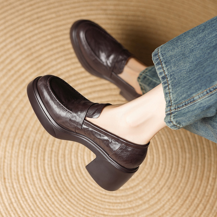 20250924420111013_750.jpg Women's Leather Loafers with Platform Heel in Dark Brown or Black - Style s.html